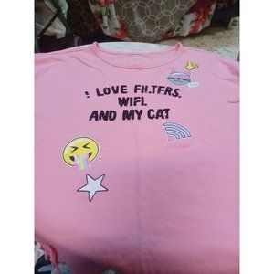 Place Youth Girls T-Shirt LG (10-12) Short Sleeve "I Love Filters Wifi and My Ca